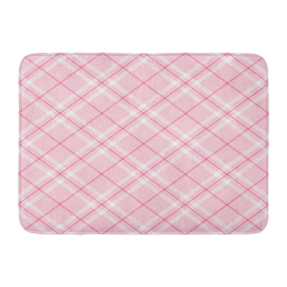 GODPOK Checkered Tartan Light Pink Plaid Pastel Line Rug Doormat Bath Mat 23.6x15.7 inch