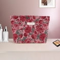 thumbnail image 5 of Unique Bargains 1 Pc Vintage Rose Makeup Bag Polyester Red Large, 5 of 5