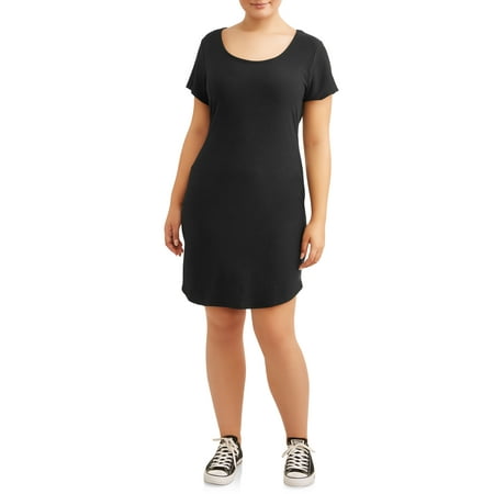 Juniors' Plus Brushed Yummy Scoop Neck Dress