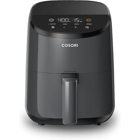 COSORI Small Air Fryer Oven 2.1 Qt  4-in-1 Mini Airfryer  Bake  Roast  Reheat  Space-saving & Low-noise  Nonstick and Dishwasher Safe Basket  30 In-App Recipes  Sticker with 6 Reference Guides Grey