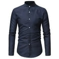 thumbnail image 2 of Business Men Solid Color Stand Collar Button Down Long Sleeve Slim Fit  Shirt, 2 of 8