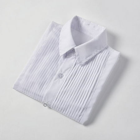 

School Uniform Boys Button Down Long Sleeve Solid Dress Shirt White 8T