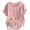 Pink, variant on Ichuanyi Women's Summer Casual Linen Shirt Round Neck Printing T-Shirt Loose Short Sleeve Blouse Basic Tops