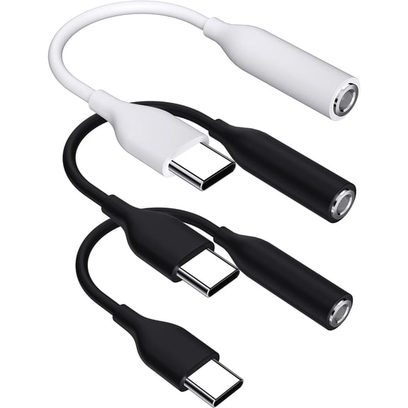 USB C to 3.5mm Audio Adapter, 3 Pack USB Type C to AUX Dongle Cable 3.5mm Headphone Jack Converter for Samsung Galaxy A54 A53 S23 S22 S21 Ultra USB C Earbuds Adapter for Pixel 7a 7 6 Pro 6a 5 4