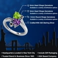 thumbnail image 2 of Gem Stone King 925 Sterling Silver Green Peridot Purple Amethyst and Black Diamond Ring for Women (1.51 Cttw, Heart Shape 6MM, Gemstone August Birthstone, Size 6), 2 of 6