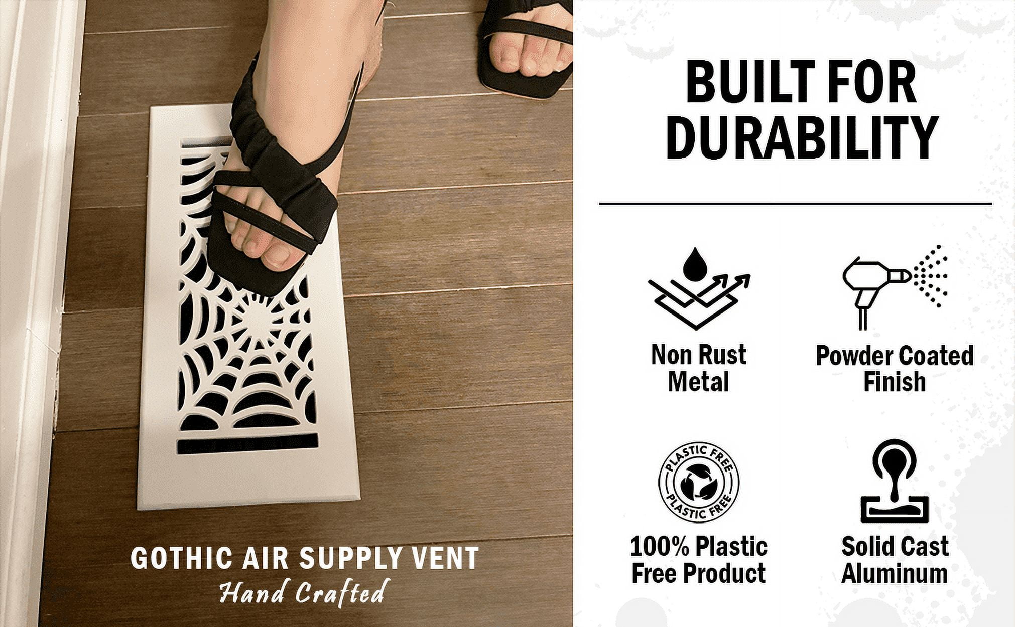 Spooky Gothic Vent cover 4"x 10" Duct Opening (Overall 5-1/2"x 11-3/4") Spider Web Design Solid Cast Aluminium Register