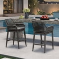 thumbnail image 3 of PURPLE LEAF Outdoor 24" Counter Height Bar Stools Chair Set of 2, Indoor and Outdoor, Kitchen Island Patio Bar Stool with Cushion, Grey, 3 of 8