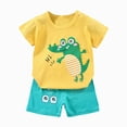 thumbnail image 4 of KPOPLK Toddler Baby Boy Summer Shorts Set Sleeveless Graphic Tank Top Casual Shorts 2-Piece Outfit(3-6 Months,Yellow), 4 of 4