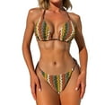 thumbnail image 2 of PNTUTB Summer Fashion Women's Print Deep V Neck High Waisted Two Piece Tie Back Swimsuit Set, 2 of 6
