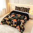 thumbnail image 2 of Homewish Rustic Botanical Mushroom Full Size Comforter Sets,Vintage Floral Bedding Comforter Set,Black,Black Reversible,3-Piece,1 Comforter and 2 Pillowcases, 2 of 7