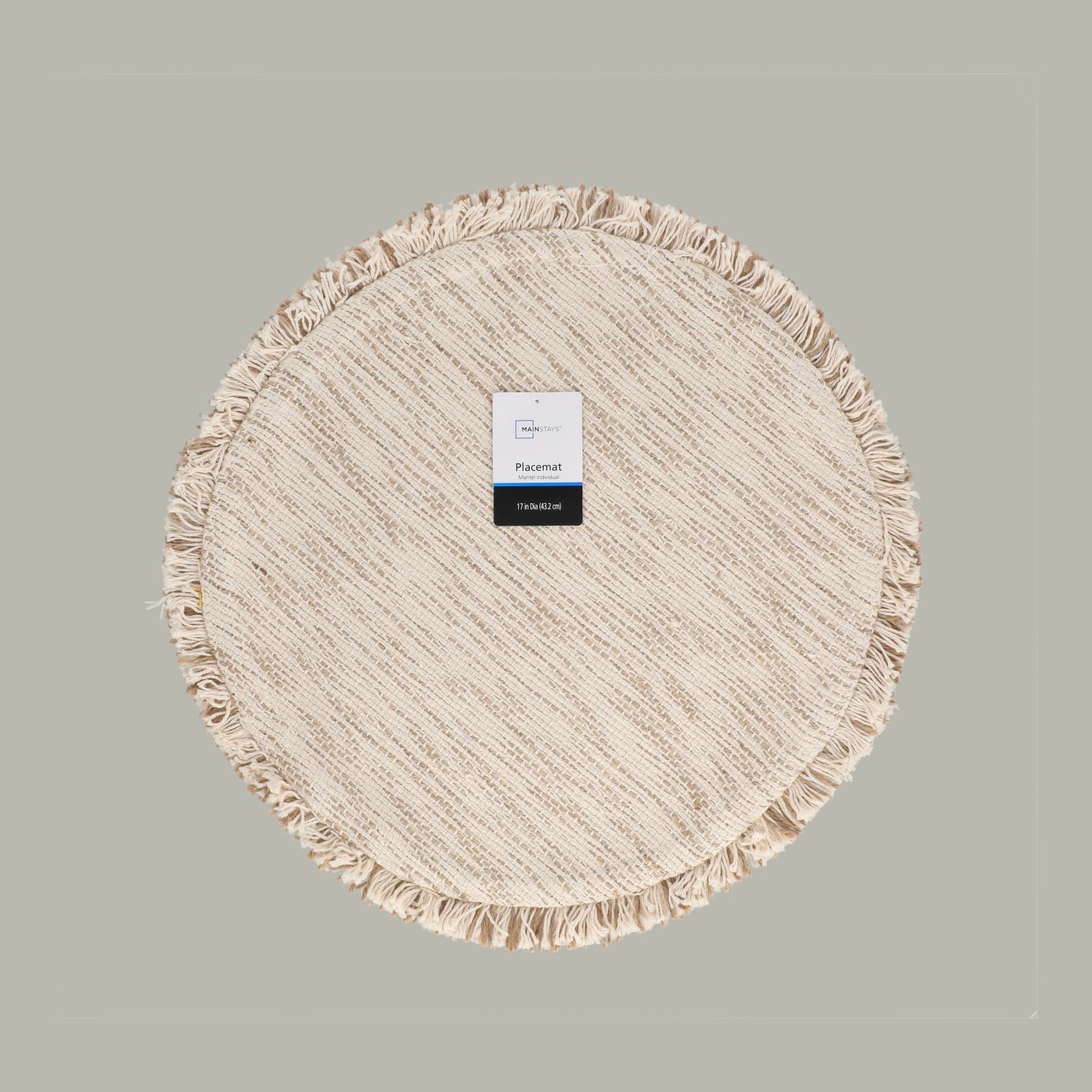 Mainstays Lilli Fabric Placemat, Natural, 17 in Round, 1 Piece