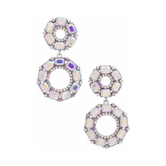 Double Circle Rhinestone Earring Gold