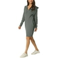 thumbnail image 4 of INSPIRE CHIC Women's Zipper V Neck Long Sleeve Slim Fit Casual Midi Sweater Dress, 4 of 6