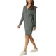 thumbnail image 4 of INSPIRE CHIC Vestido de suéter midi casual de manga larga con cuello en V y cremallera para mujer, gris, XL, 4 of 6