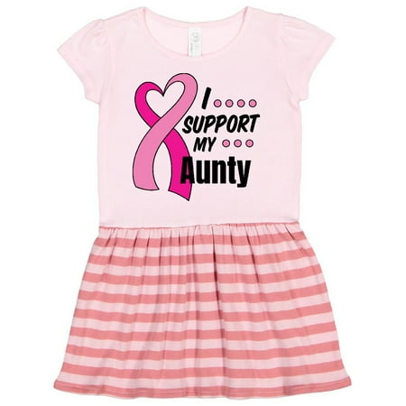 

Inktastic Breast Cancer Awareness I Support My Aunty with Pink Ribbon Gift Toddler Girl Dress