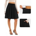 thumbnail image 6 of Women Casual Basic Knee‑Length A‑Line Skirt Flared Pleated Midi Half Skirt with Side Pockets Black XL, 6 of 8