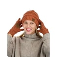 thumbnail image 3 of C.C Unisex Soft Stretch Cable Knit Beanie and Anti-Slip Touchscreen Gloves 2 Pc Set, Confetti Rust, 3 of 4