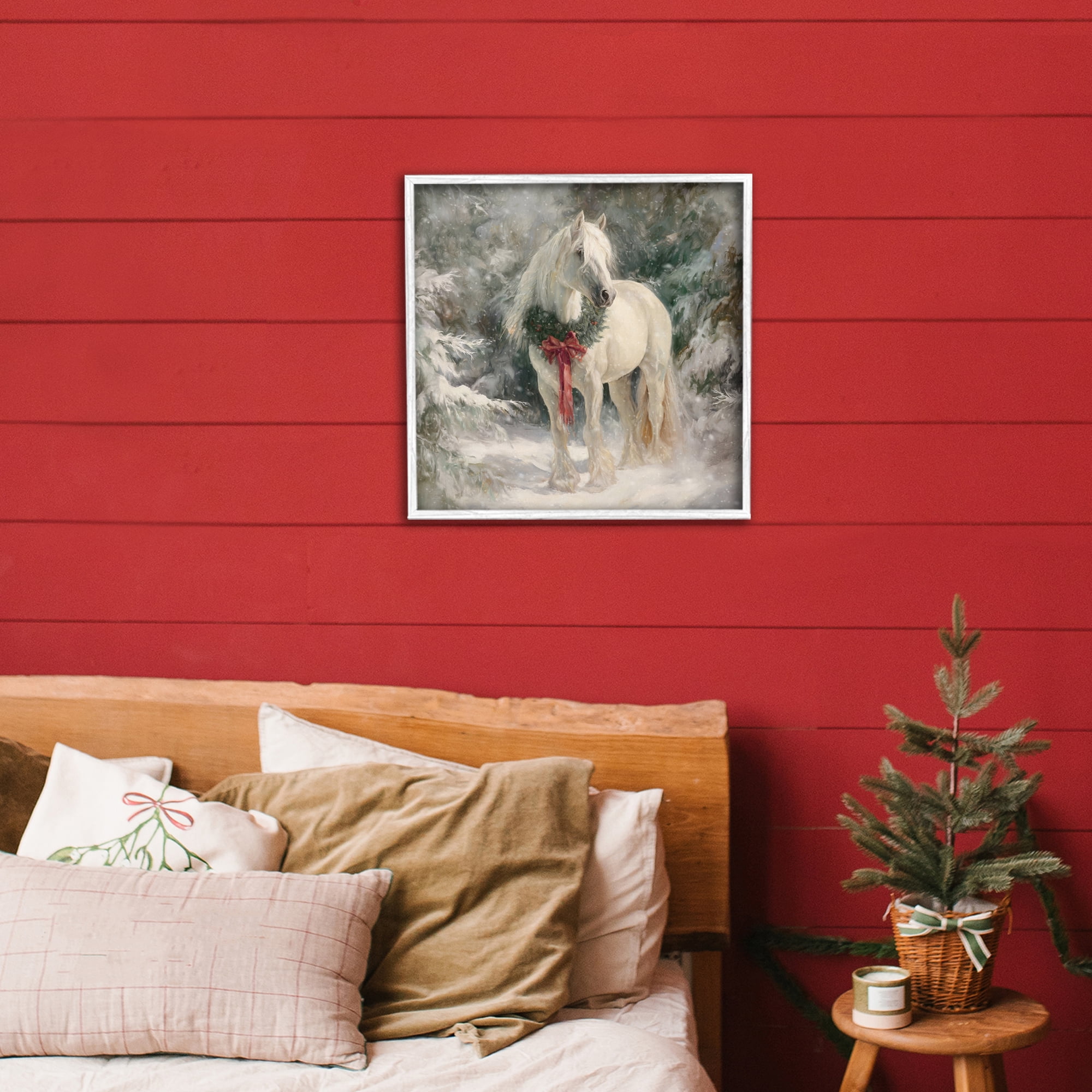 Stupell Industries Pretty Christmas Mare White Framed Giclee Art, design by Tina LeCour