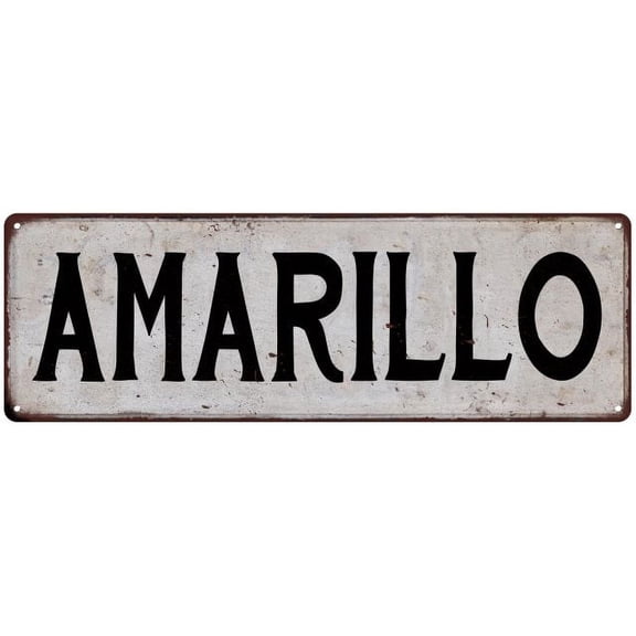 AMARILLO Vintage Look Rustic Metal City State Sign 6 x 18 High Gloss Metal 206180041166