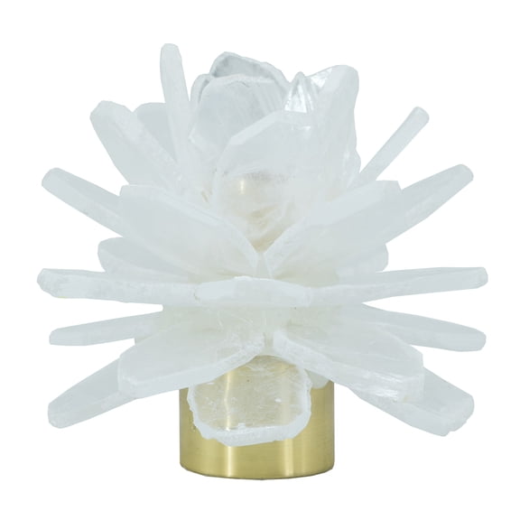 A&B Home Selenite Stone Flower Taper Candleholder 5.5" x 5.5" x 4.5"