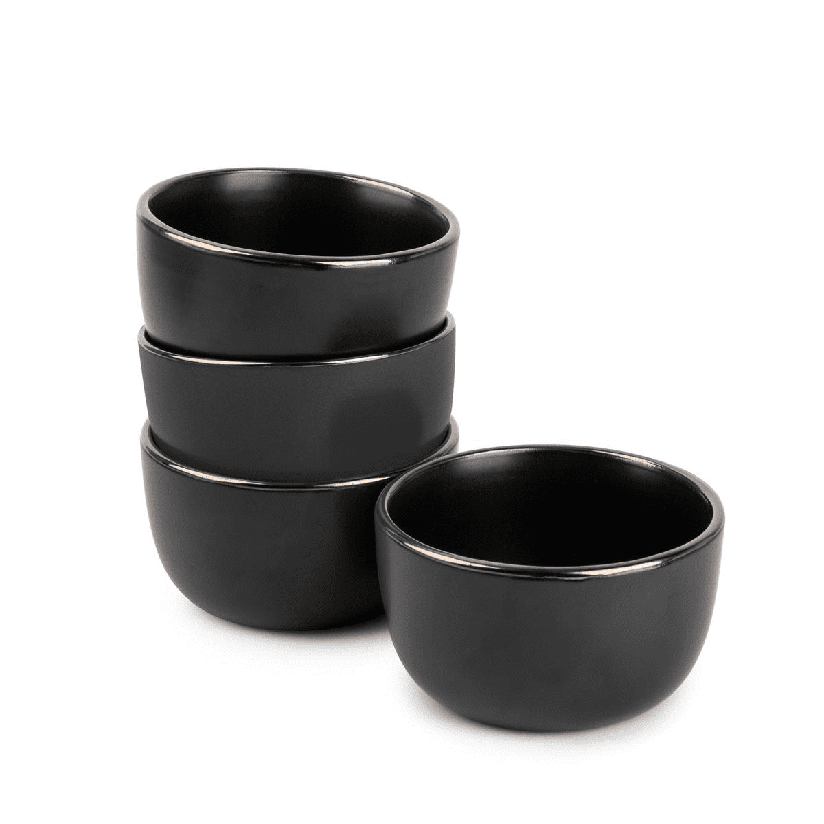 Thyme & Table Servware Black Onyx Stoneware Snack Round Bowls, 4 Pack