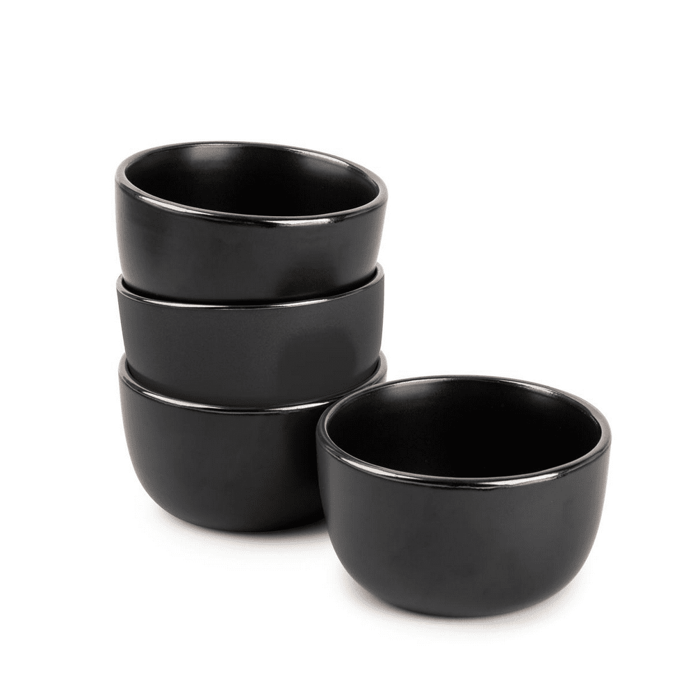 Thyme & Table Servware Black Onyx Stoneware Snack Round Bowls, 4 Pack