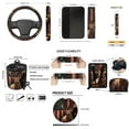 thumbnail image 7 of Uorisanigo Deer American Flag Car Accessories Set, Universal Front Back Seat Cover Full Set+Safety Seat Belt Pads+Wheel Covers+Cup Holder Coasters+Garbage Bag+Air Vent Pouch+Keychain Fit Cars(15pcs), 7 of 7