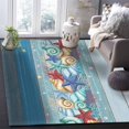 thumbnail image 5 of Area Rugs Indoor Non-Slip Rectangle Rug 5x7 Ft Summer Starfish Coral Shell Sea Animals Teal Wood Grain Rug Rubber Backing Floor Mats Non Shedding Home Decor Carpet for Entryway Living Room, 5 of 8
