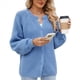 thumbnail image 3 of Suéter de Punto Suave y Grueso de Larga con Botones para Mujer, Cárdigan Informal Holgado con Abertura Frontal para Otoño Azul L, 3 of 9