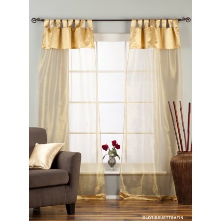 Golden Tab Top Sheer Tissue Curtain Drape Panel 84 Piece