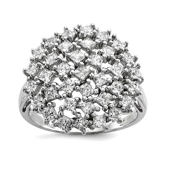 925 Sterling Silver Rhodium Plated Cubic Zirconia Ring Size 8 Ring for Women