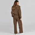 thumbnail image 4 of Women's 2 Piece Outfits Casual Lapel Half Zip Sweatshirts and Wide Leg Pants Tracksuit Sets Coffee L, 4 of 6