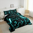 thumbnail image 3 of Manfei Gamer Gaming Bedding Comforter Set,Vindoe Game Twin Comforter Sets,Cyan Geometric Geometric Bedding Set For Kid Boy,Lightweight Room Decorative Reversible,2 Pieces, 3 of 8