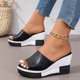 thumbnail image 2 of Mepaouo Summer Sandals for Women 2025 Wide Width Wedge Platform Slides Casual Dressy Shoes Black 5.5, 2 of 8