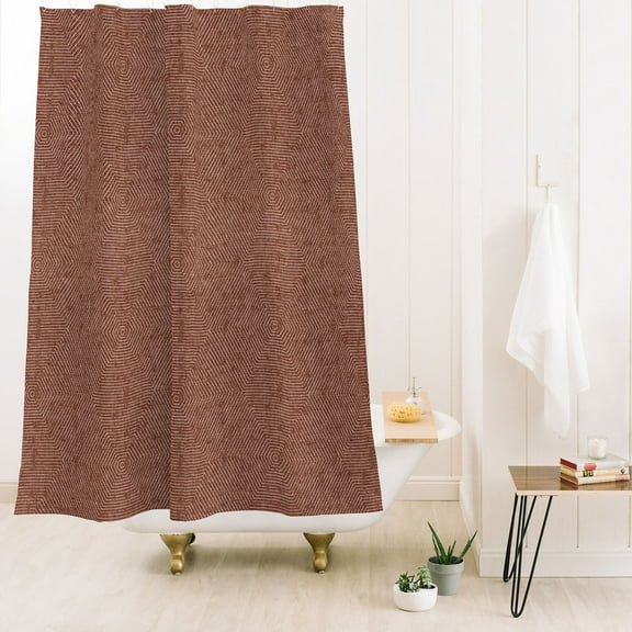Society6 Little Arrow Design Co Hexagon Stripes Rust Shower Curtain 71" x 74"