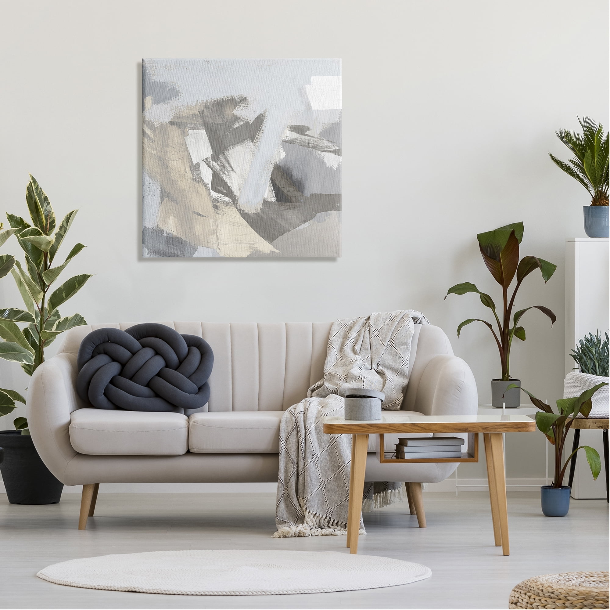 Stupell Industries Grey Subtle Painting Abstract Painting Gallery Wrapped Canvas Art Print Wall Art, 30 x 30