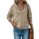 thumbnail image 1 of Sudadera con capucha SHEWIN Oversized Waffle Knit Khaki para mujer, 1 of 8