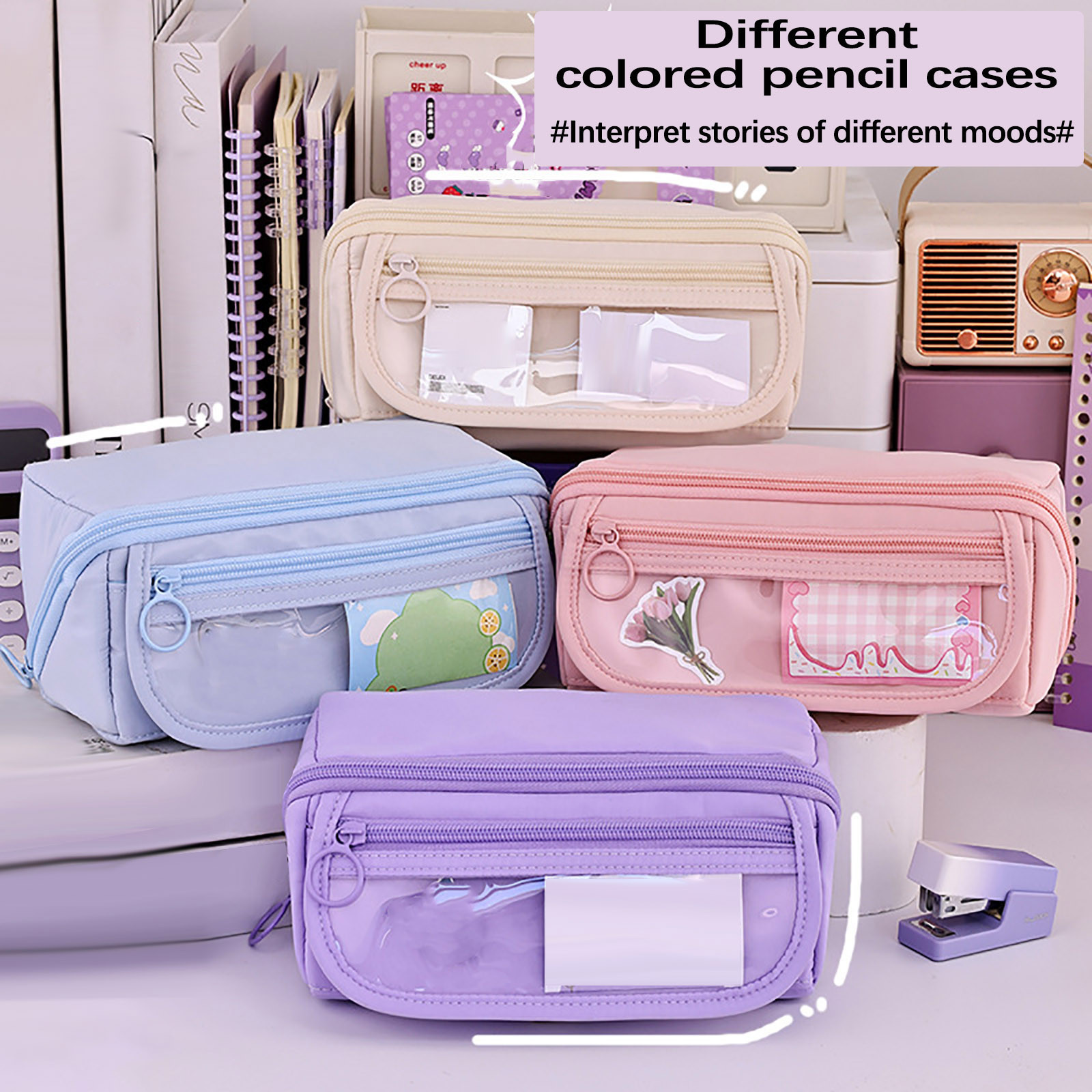 Estuche para Lápices de Gran Capacidad, Bolsa para Lápices con Cierre para Organización, Útiles para Regreso a Clases - Negro 6