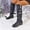 Black, variant on Women's Round Toe Low Heel Knee High Boots PU Leather Slouchy Slip on Comfortable Plus Size Fall Winter Boots for Casual Outdoor Wear White