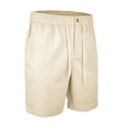 thumbnail image 2 of ZRGHAOYLQ Mens Cotton Linen Casual Shorts Breathable Straight Leg Beach Shorts Drawstring Elastic Waist Shorts with Pockets, 2 of 7