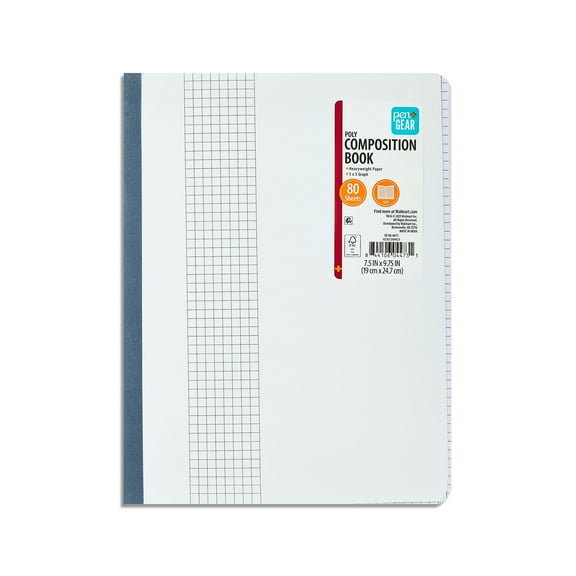 Pen+Gear Composition Book, Grid Ruled, 7.5"x 9.75", Poly Cover, 80 Sheets