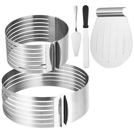 

Ocnvlia 5Pcs Circular Cutter Baking Kit Stainless Steel Cake Slicing Accessory Adjustable Cake Ring Cake Slicer Baking
