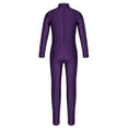 thumbnail image 2 of Moggemol Kids Girls Long Sleeve Dance Outfit Full Length Unitard Leotard Bodysuit Gymnastic Jumpsuit Purple XL, 2 of 7