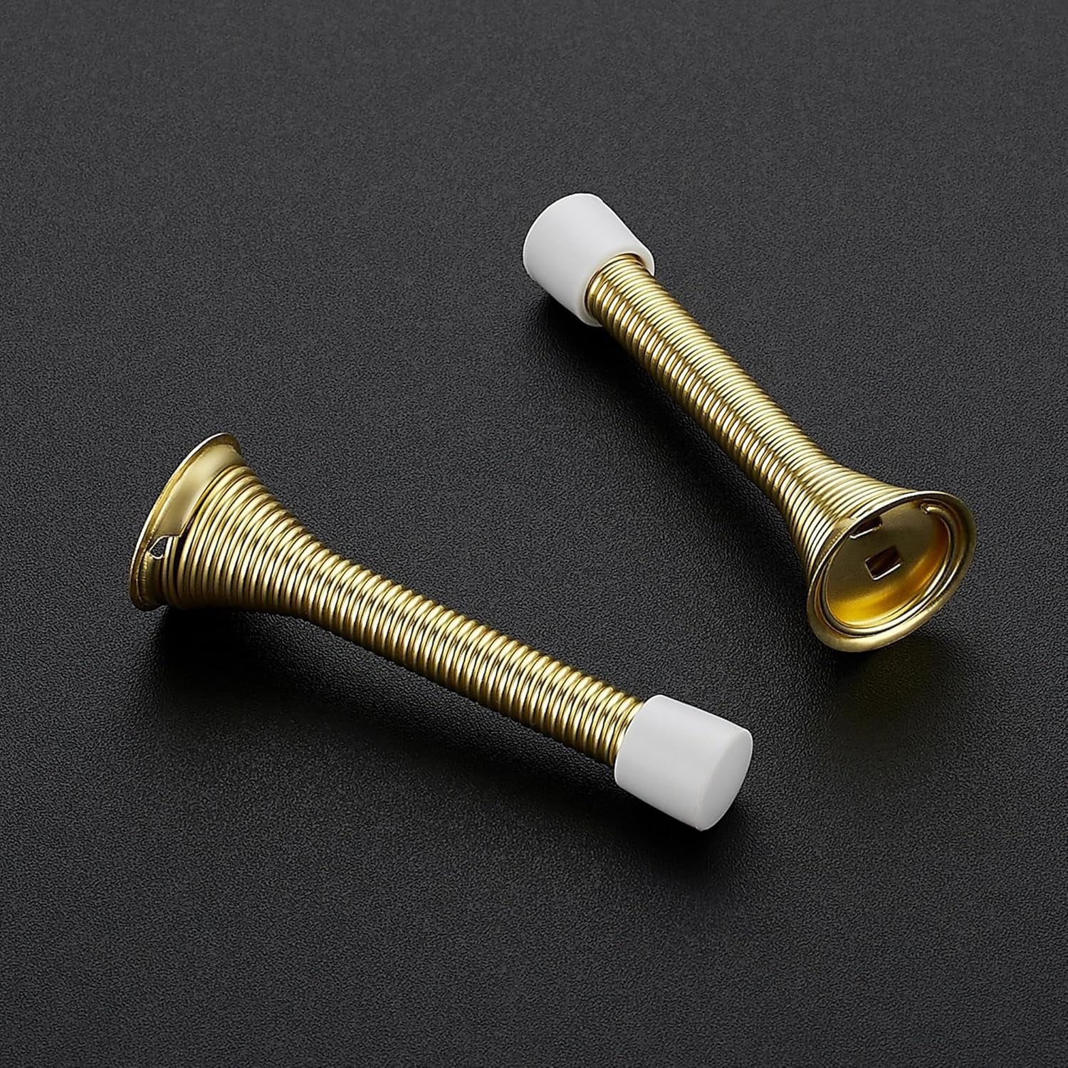 Door Stoppers, 36 Pack Gold Spring Door Stops with Rubber Bumper, Door Stoppers for Bottom of Door