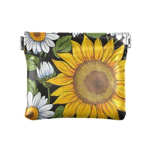 Women's Coin Purses & Pouches - Wallets Card Cases with RFID Blocking - Slim Money Organizers for Daily Use Painting Daisy Sunflowers