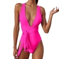 thumbnail image 1 of LUOGENLI 1-Piece Swimsuit Women Full Coverage Ruched Women One Shoulder Swimsuit Bikini Swimsuit Irregular Solid Color Monokinis Swimsuit Hot Pink Size S, 1 of 5