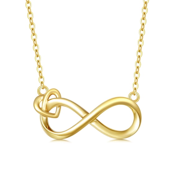 JKR 14K Solid Gold Infinity Necklace for Women, 14kt Real Gold Heart Infinite Pendant Necklace Gifts for Mom Her Wife Girlfriend Anniversary Jewelry Birthday