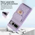thumbnail image 7 of ELEHOLD for Google Pixel 7A Wallet Case with Card Holder, PU Leather Shockproof Crossbody Case with Metal Snap Adjustable Strap Lanyard Compatible with Google Pixel 7A,Purple, 7 of 7