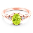 thumbnail image 2 of Gem Stone King 18K Rose Gold Plated Silver Yellow Lemon Quartz and White Moissanite 3-Stone Rings for Women (1.18 Cttw, Gemstone, Oval 8X6MM, Available in Size 5, 6, 7, 8, 9), 2 of 5