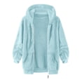 thumbnail image 6 of Abcomgle Winter Coats for Girls 10-12 Full Zip Sherpa Jacket for Girls Fleece Hooded Teddy Sweatshirt for Girls Winter Warm Fuzzy Pullover for Girls with Pockets,15-16Y,Light Blue, 6 of 6